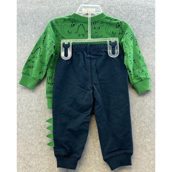 Carters Boys 2 Piece Green Dinosaur Sweatshirt Blue Jogger Playwear Set 12 Month - Picture 5 of 5